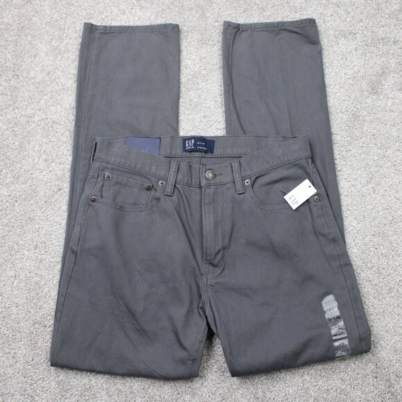 GAP Other - GAP Denim Chino Pants NWT Mens 30x32 Gray Straight Leg Flat Front Mid Rise‎